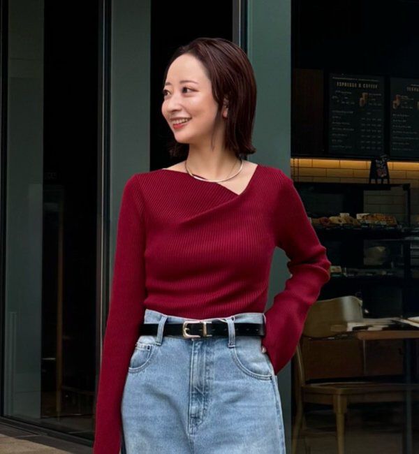  「デザインネックリブニット」|ニット・セーター|