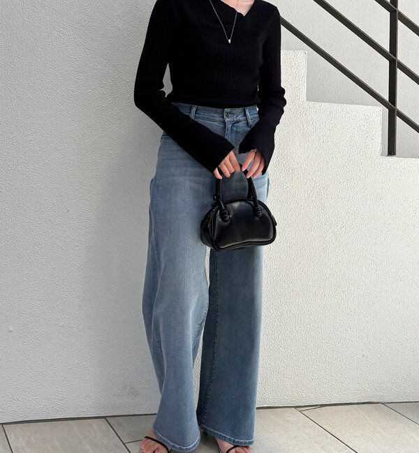  「デザインネックリブニット」|ニット・セーター|