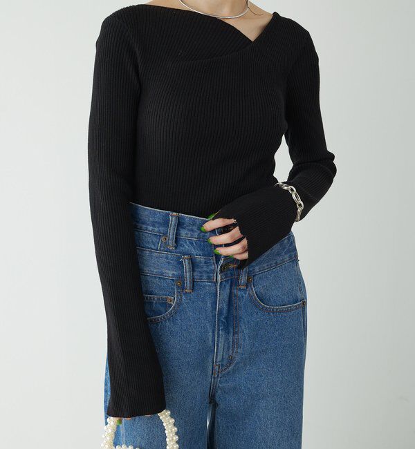  「デザインネックリブニット」|ニット・セーター|