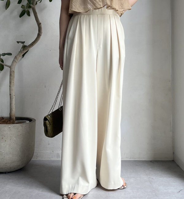  「【累計販売数3万枚突破/21色4サイズ展開！】タックワイドパンツ」|チノ|