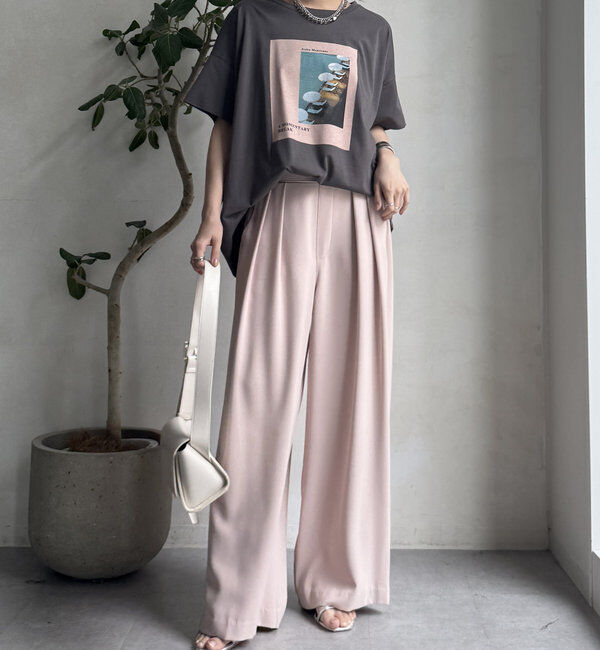  「【累計販売数3万枚突破/21色4サイズ展開！】タックワイドパンツ」|チノ|