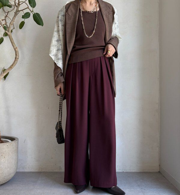  「【累計販売数3万枚突破/21色4サイズ展開！】タックワイドパンツ」|チノ|