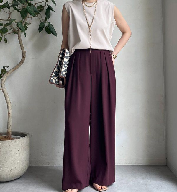  「【累計販売数3万枚突破/21色4サイズ展開！】タックワイドパンツ」|チノ|