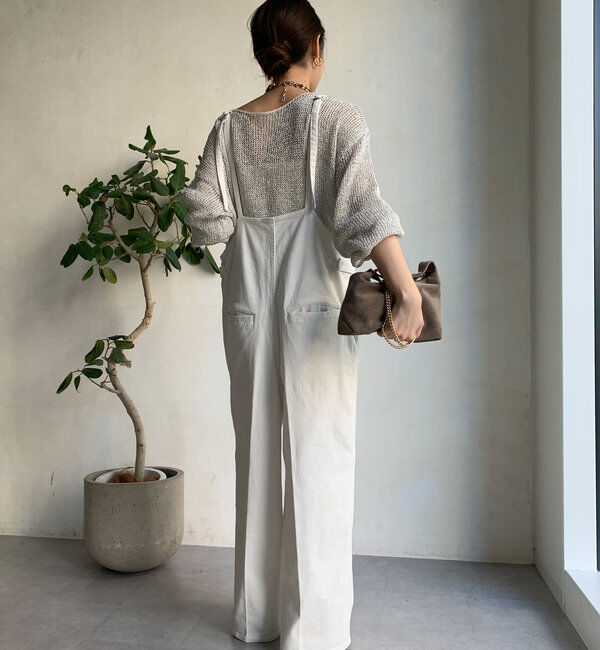  「細紐デニムフロントジップサロペット」|ワンピース|