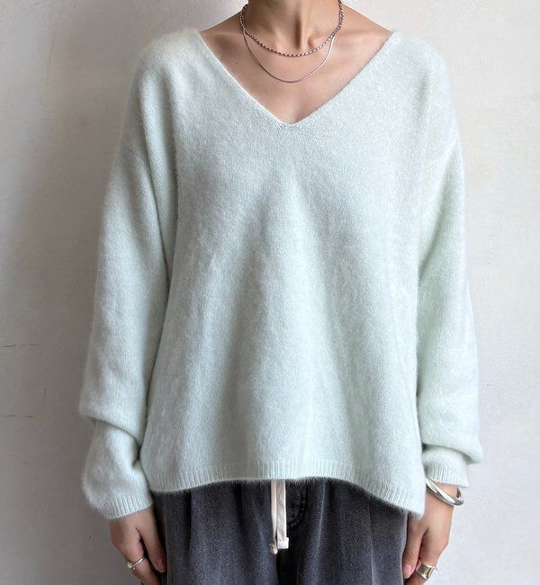  「ファーウール深Vプルオーバー」|ニット・セーター|