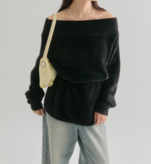  「ミンクライクワイドネックニット」|ニット・セーター|