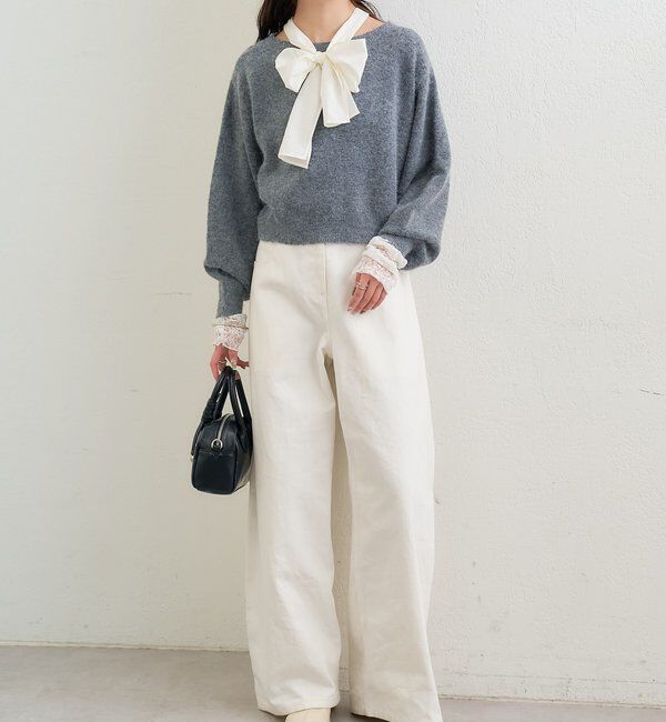  「リボン付きニット プルオーバー」|ニット・セーター|