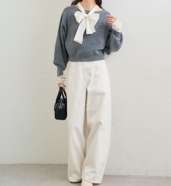  「リボン付きニット プルオーバー」|ニット・セーター|