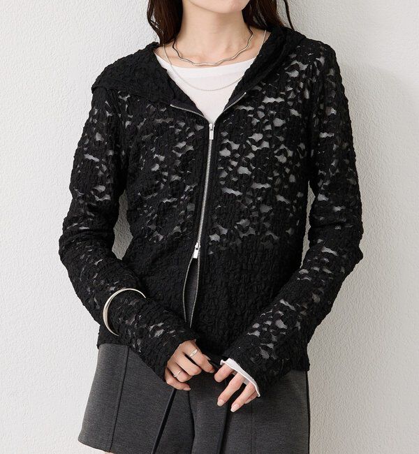  「レースフーディーパーカー」|パーカー|ブラック