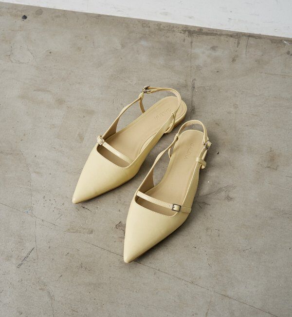  「【GALENA/ガレナ】ストラップポインテッドフラットパンプス」|パンプス|イエロー