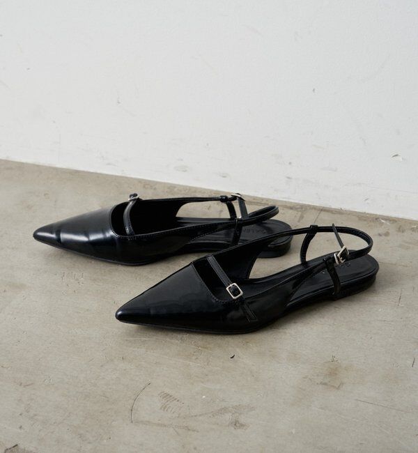  「【GALENA/ガレナ】ストラップポインテッドフラットパンプス」|パンプス|ブラック