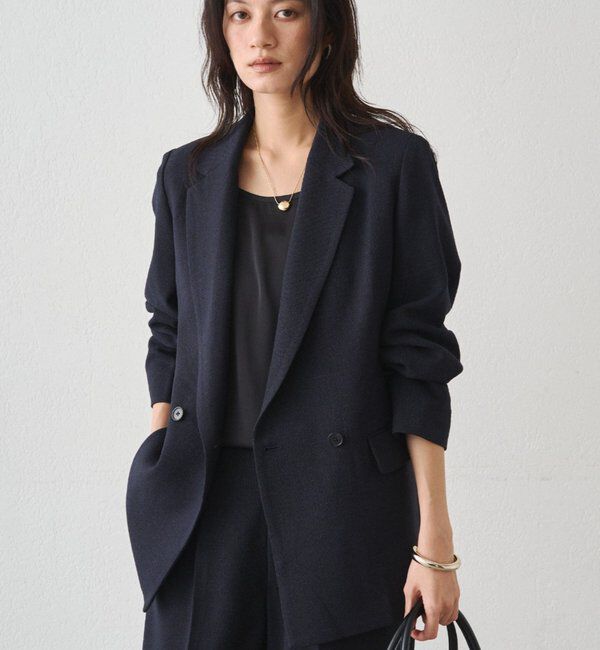  「【Atelier N5/アトリエヌメロサンク】ツイードWジャケット」|ベスト・ジレ|ネイビー