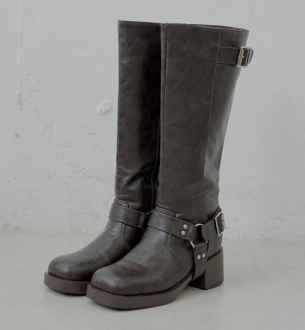  「2wayロング丈エンジニアブーツ」|ロングブーツ|ブラウン