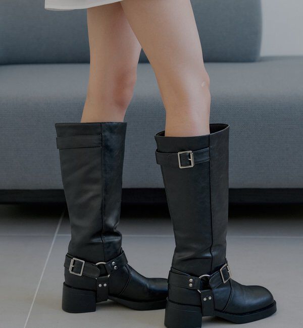  「2wayロング丈エンジニアブーツ」|ロングブーツ|ブラック