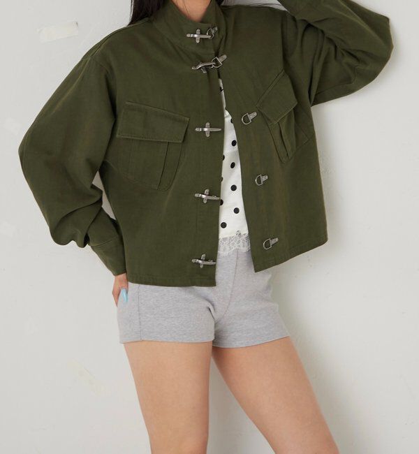 「ファイヤーマンミリタリーシャツジャケット」|ブルゾン・スタジャン|カーキ