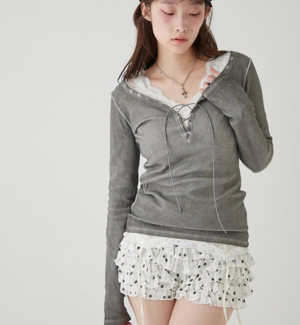  「プロセストレースアップトップス」|Tシャツ・カットソー|