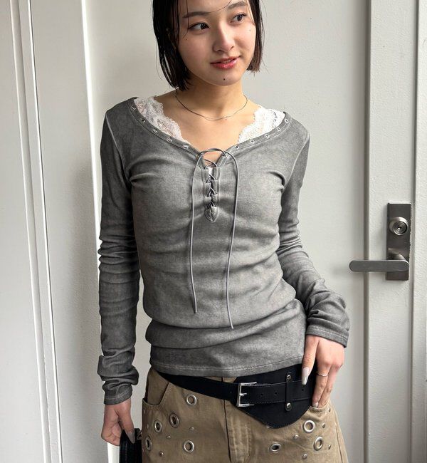  「プロセストレースアップトップス」|Tシャツ・カットソー|