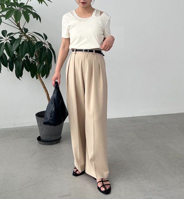  「【累計2万本突破！】【低身長・高身長サイズあり】2タックワイドパンツ」|チノ|