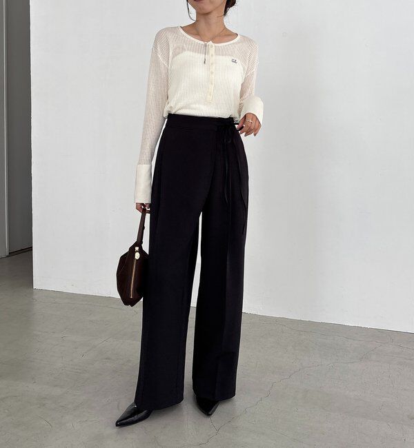  「【待望の追加決定！/新色ブラウン】ラップリボンパンツ」|チノ|