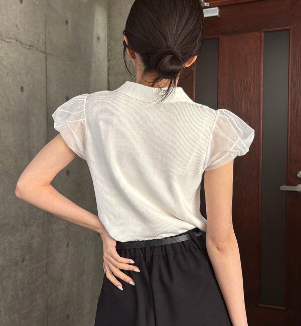  「ミニバルーンスリーブポロニット」|ニット・セーター|