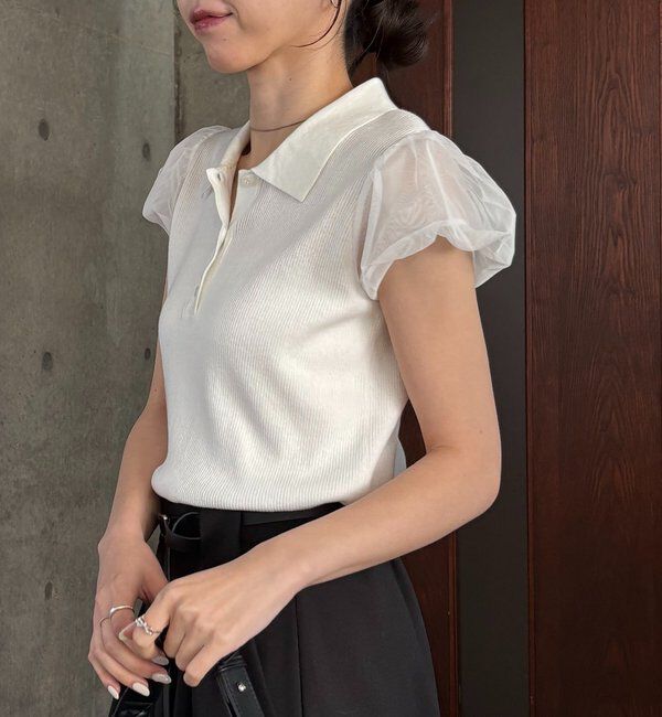  「ミニバルーンスリーブポロニット」|ニット・セーター|