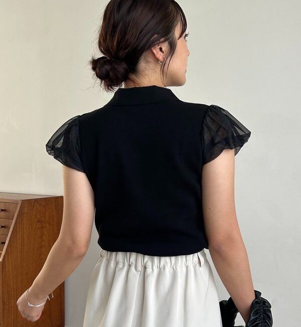  「ミニバルーンスリーブポロニット」|ニット・セーター|