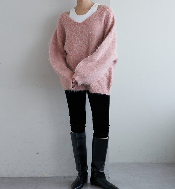  「【着映えニット】シャギーＶネックプルオーバー」|ニット・セーター|