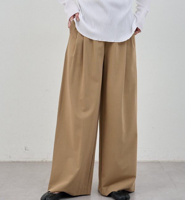 「【インフルエンサー＠tsuru00コラボ】3タックスラックスパンツ」|チノ|ベージュ