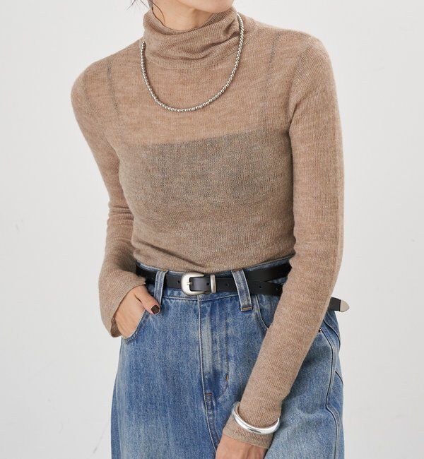  「シアータートルニット」|パーカー|ベージュ