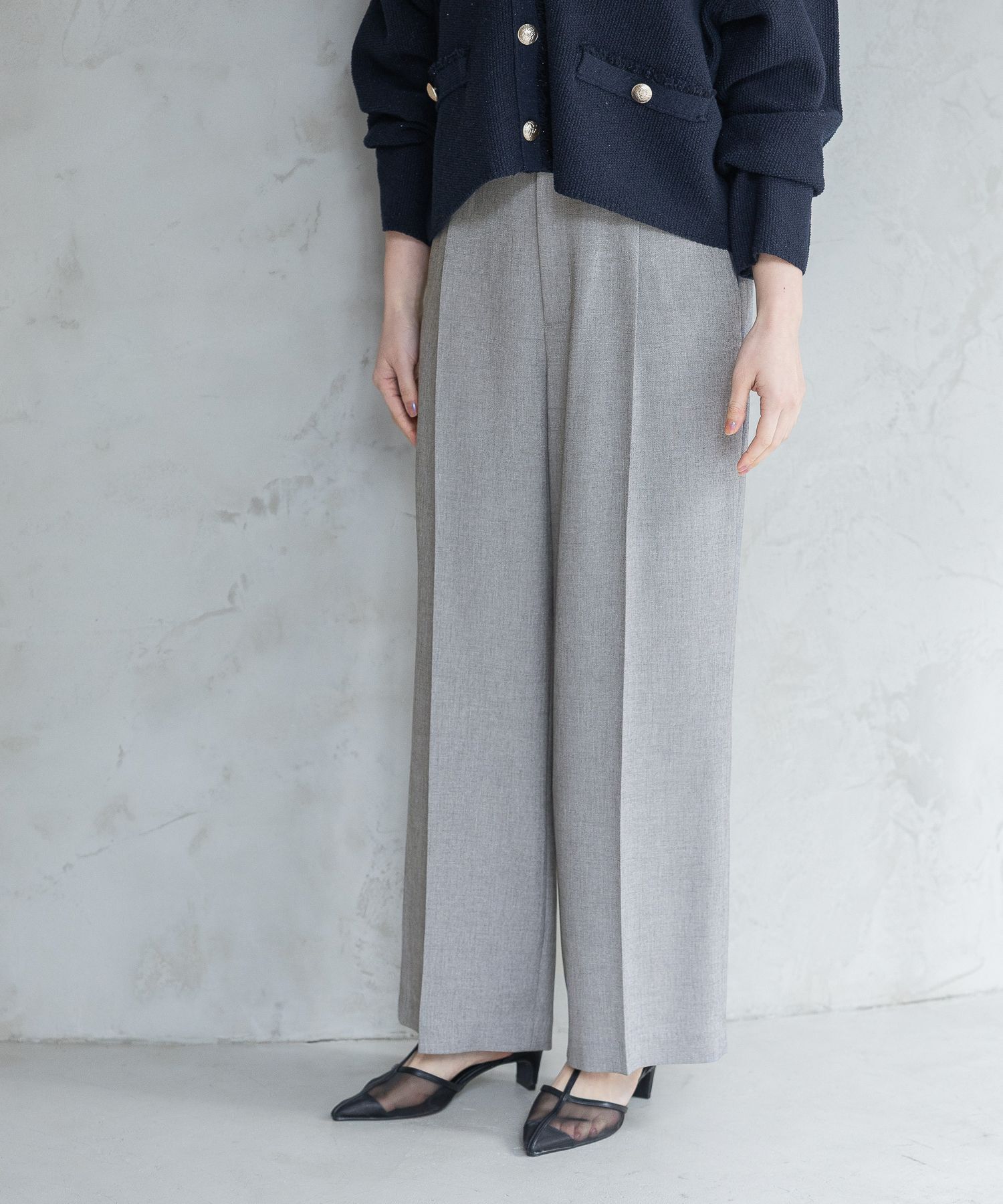 A part by 「【多機能・セットアップ対応可能】リネンライクパンツ」|スラックス|グレー
