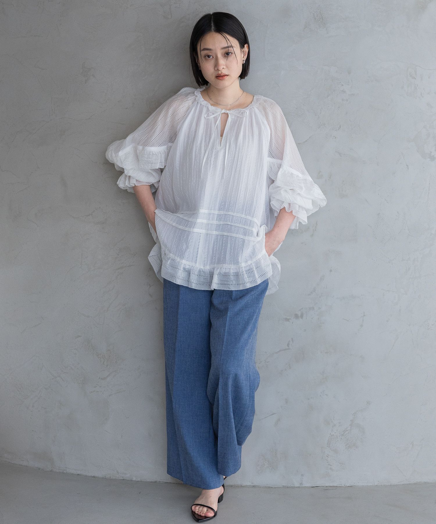 A part by 「【多機能・セットアップ対応可能】リネンライクパンツ」|スラックス|