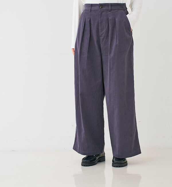 collex「コーデュロイWタックワイドパンツ」|その他|チャコールグレー