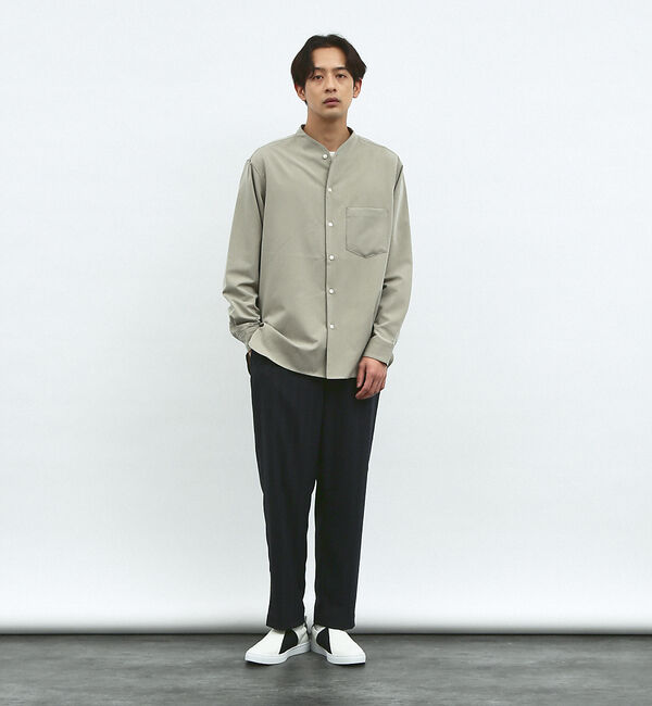 ABAHOUSE「【変形襟】シャンブレーツイル カラーレス シャツ / バンドカラーシャツ」|シャツ・ブラウス|