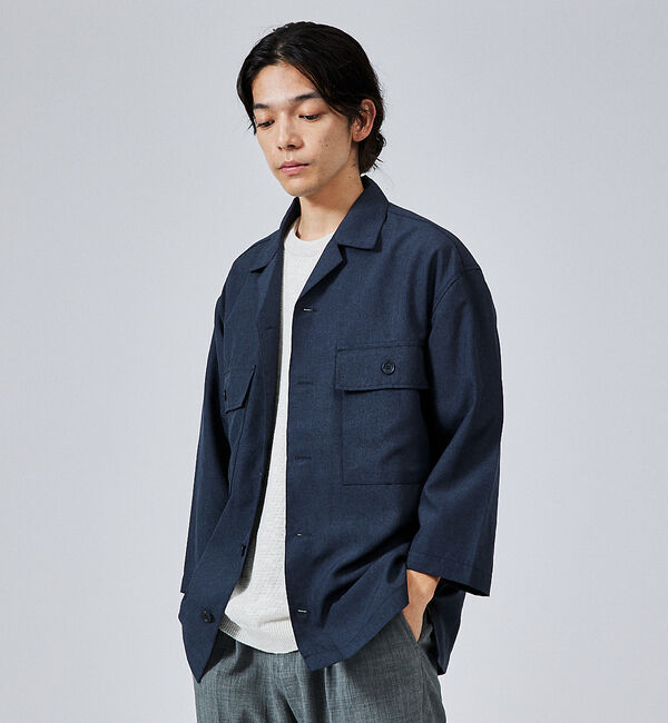 ABAHOUSE「【セットアップ対応】リネンライクミリタリーシャツ/CPOシャツ」|シャツ・ブラウス|