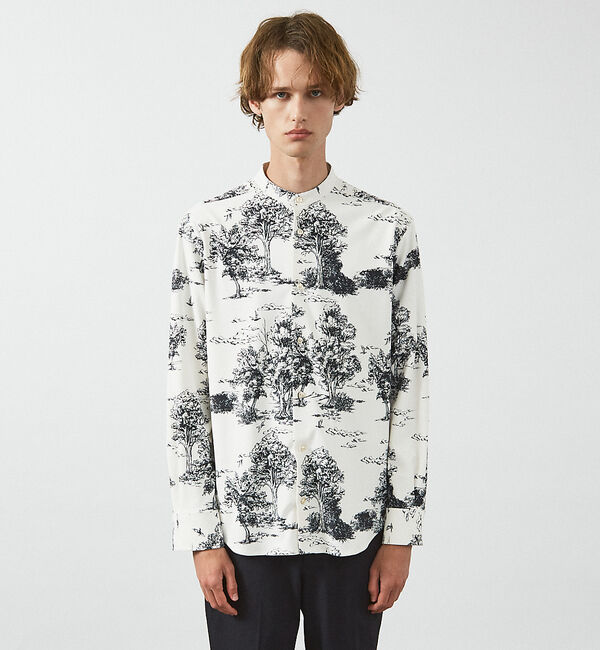 ABAHOUSE「総柄 トワルドジュイ バンドカラーシャツ」|シャツ・ブラウス|