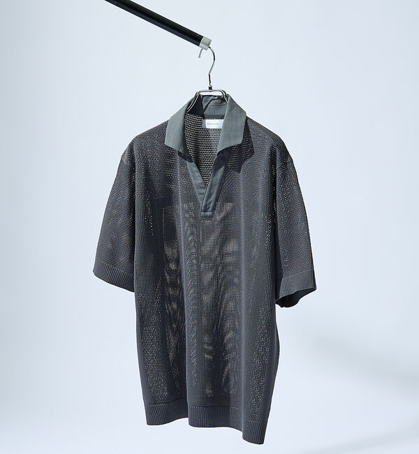 ABAHOUSE「スキッパー メッシュニット ポロシャツ」|ポロシャツ|