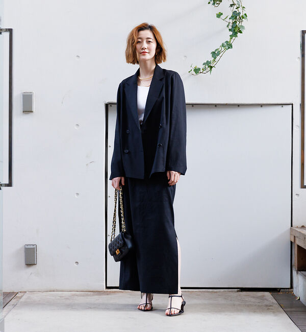 Rouge vif「麻混サイドスリットタイトスカート」|スカート|