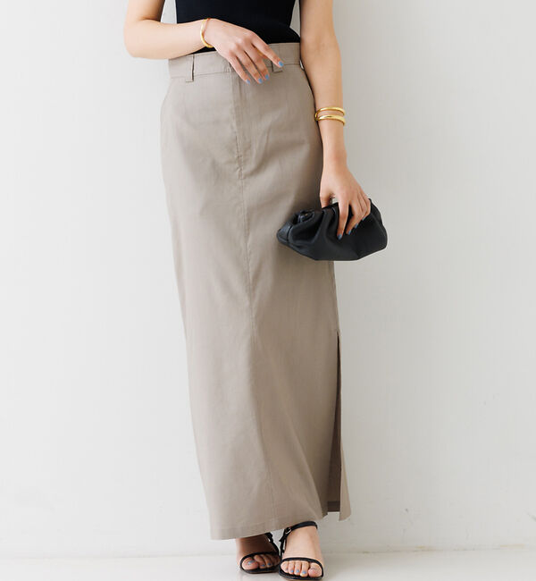 Rouge vif「麻混サイドスリットタイトスカート」|スカート|グレー