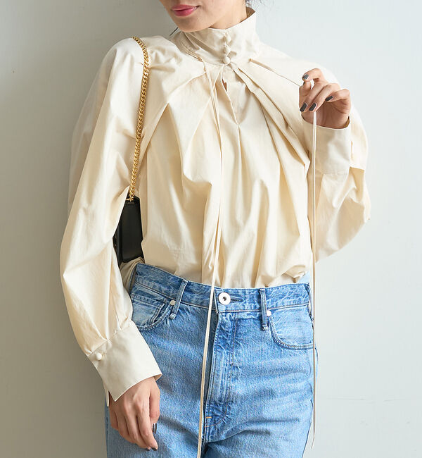 Rouge vif「ハイネックリボンブラウス」|シャツ・ブラウス|ベージュ