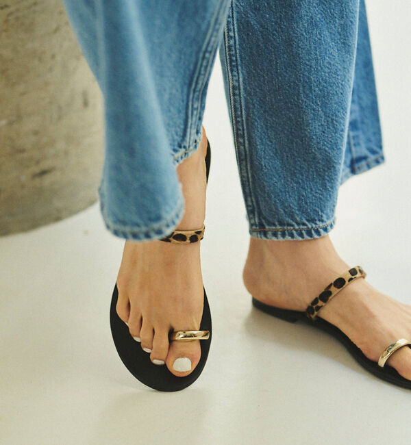 Rouge vif「【LAOCOONTE／ラオコンテ】フラットトングサンダル Elea Suede」|サンダル|ダークブラウン