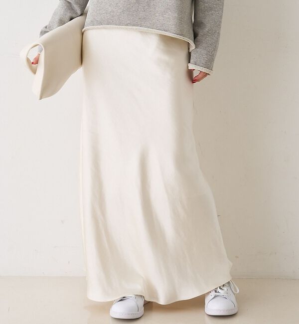 Rouge vif「サテンマーメイドイージーロングスカート」|スカート|オフホワイト