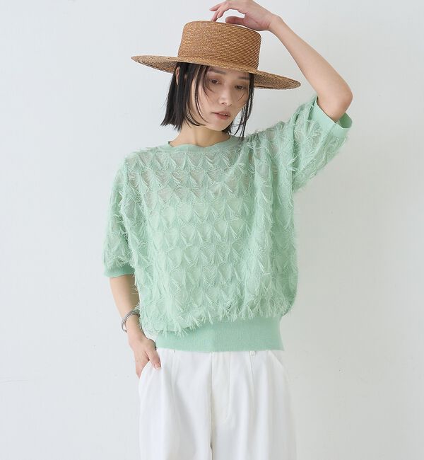 Rouge vif「ドットシアーフリンジニット」|ニット・セーター|