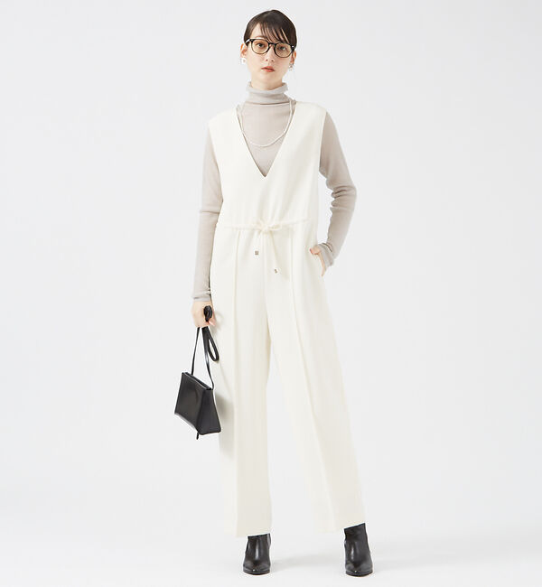 qualite「ダブルクロスドロストオールインワン」|その他|アイボリー