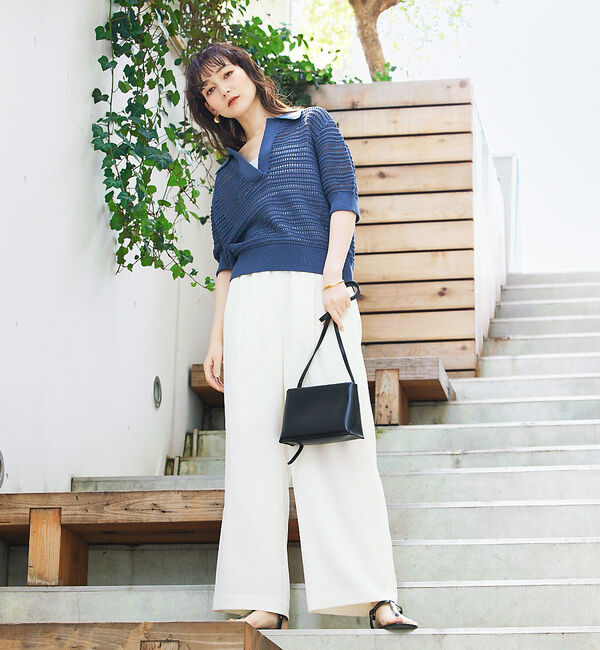 qualite「ガーターポロ襟ニット」|ニット・セーター|