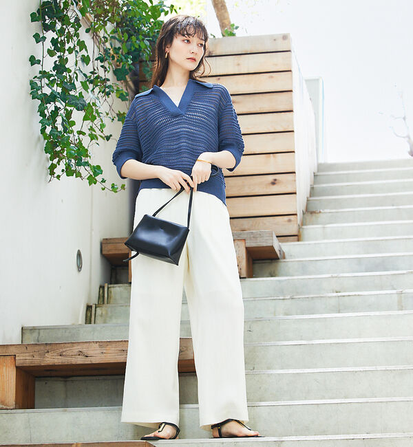 qualite「ガーターポロ襟ニット」|ニット・セーター|