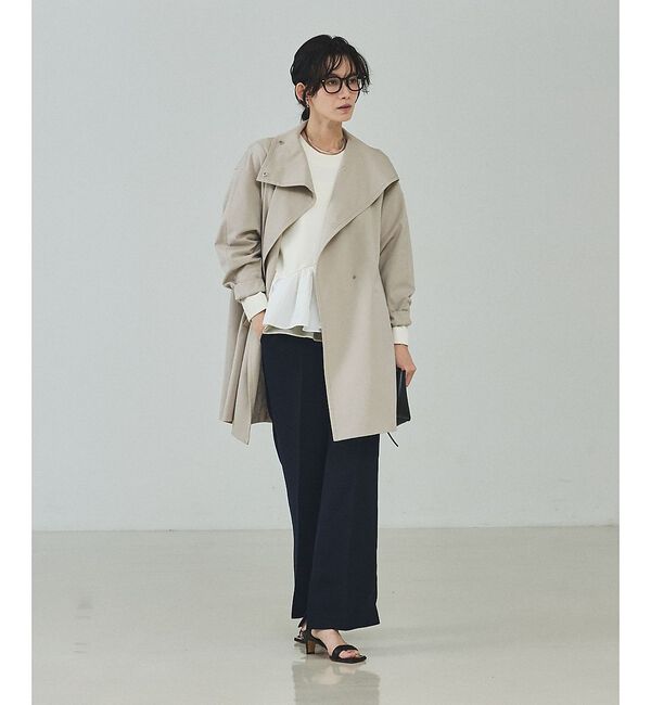 qualite「ネイビー数点入荷！在庫あるのみ！【大人のスプリングコート】オーバースタンドコート」|トレンチコート|