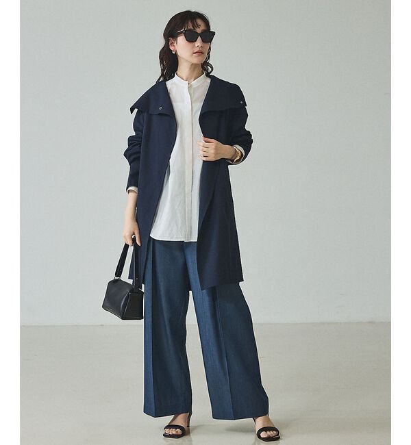 qualite「ネイビー数点入荷！在庫あるのみ！【大人のスプリングコート】オーバースタンドコート」|トレンチコート|