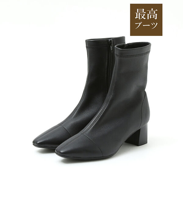 AU BANNISTER「【最高ブーツ/ 5cmヒール】ストレッチショートブーツ」|ショートブーツ|ブラック