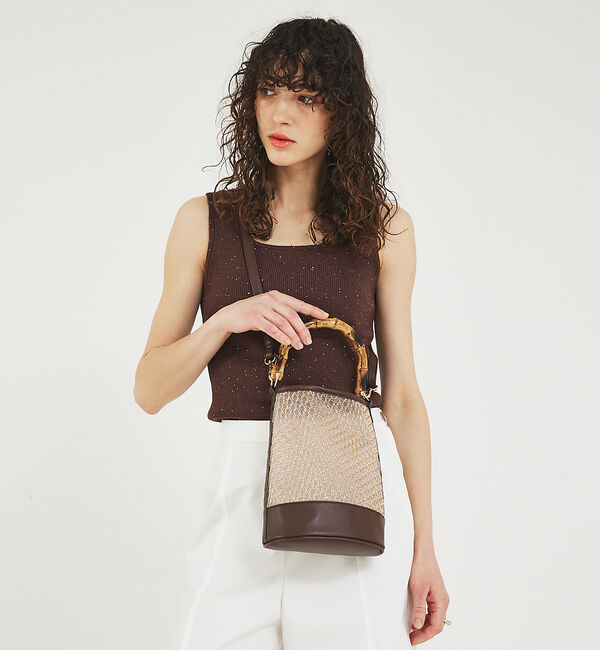 LOWELL things「●SOUER/バンブーハンドルチュールバッグ」|ハンドバッグ|