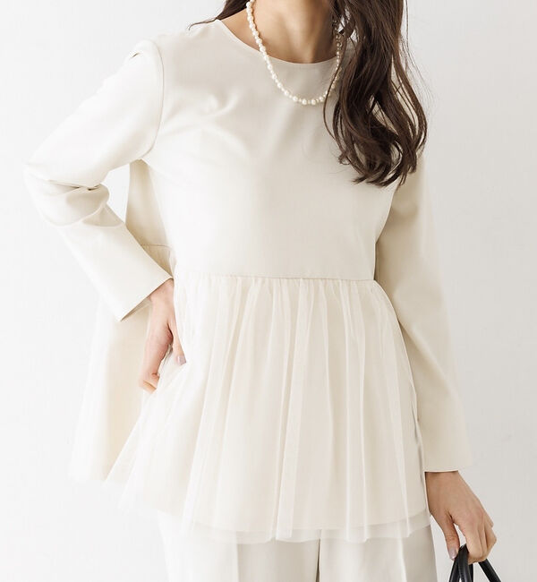 abahouse mavie「【エニデイカセット】チュールペプラムブラウス」|シャツ・ブラウス|アイボリー